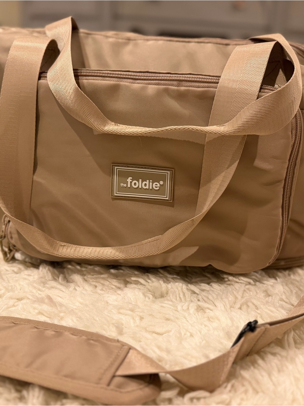 Beige Travel Duffel Bag for Men